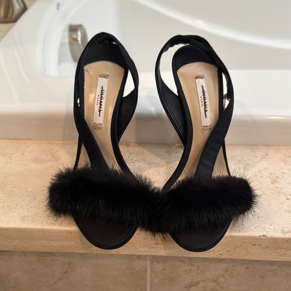 Elegant Black Fur-Trimmed Women's Heels